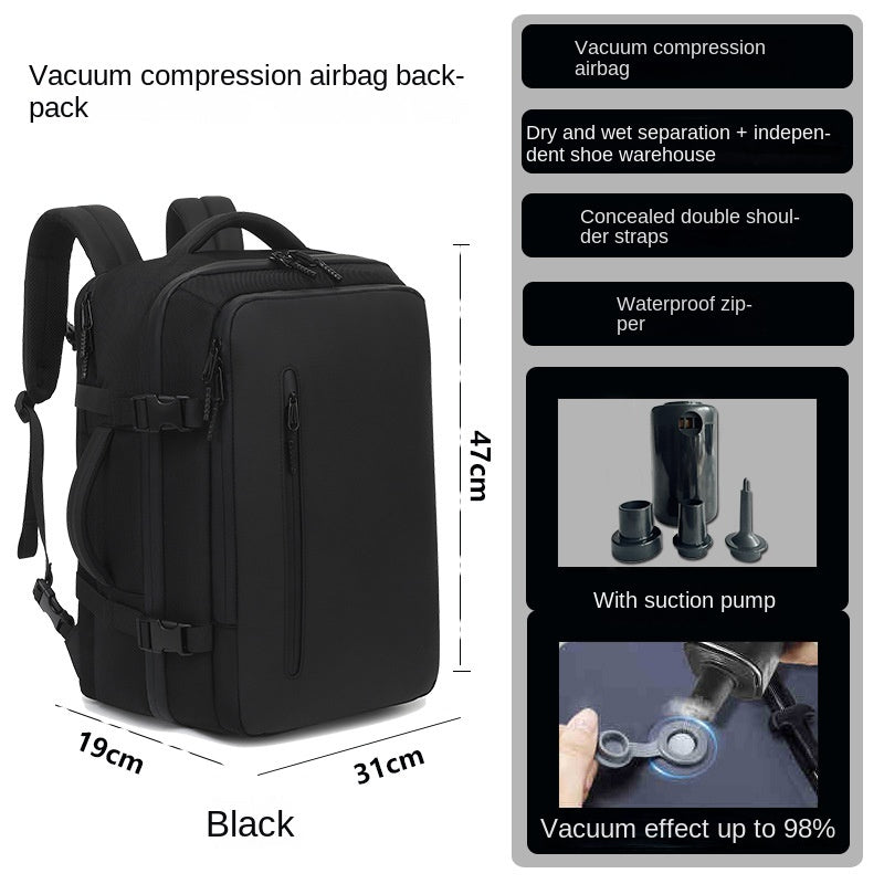 Vacuum Compression Travel Backpack with Air Pump – Expandable Carry-On
