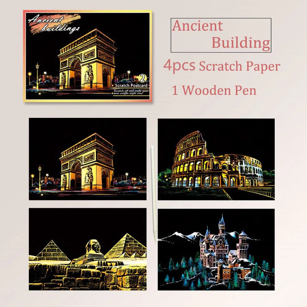 DIY Night Scene Scratch Art Painting Kit – World Landmarks