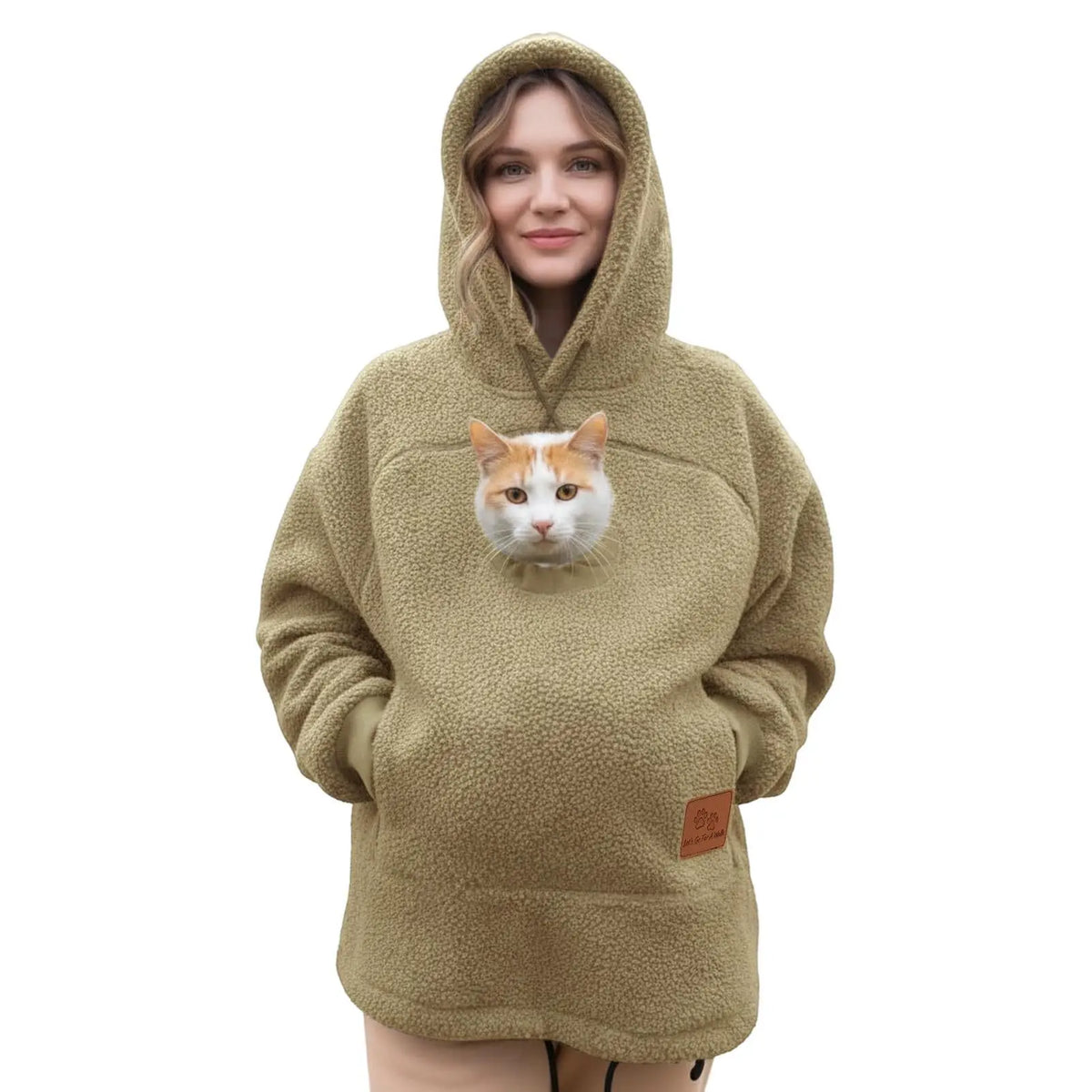 Women’s Fleece Pet Carrier Hoodie – Kangaroo Pouch Cat & Small Dog Jacket