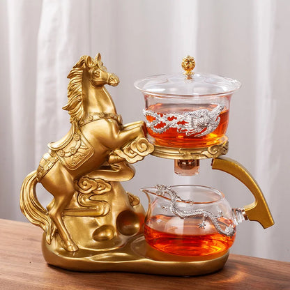Automatic Magnetic Glass Teapot Set – Horse Design Kung Fu Tea Infuser