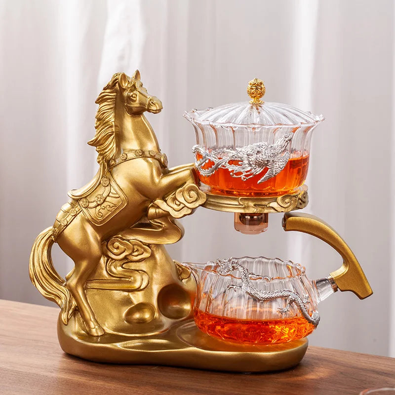 Automatic Magnetic Glass Teapot Set – Horse Design Kung Fu Tea Infuser