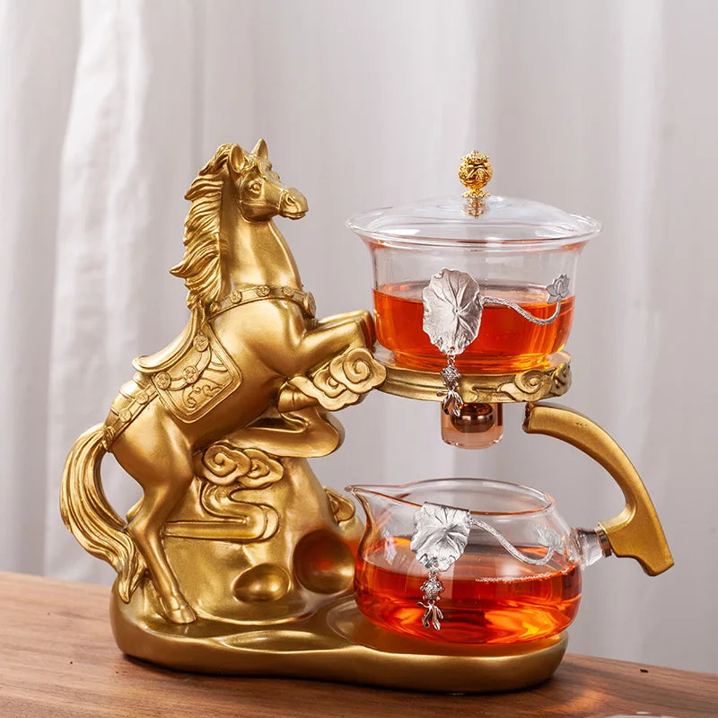 Automatic Magnetic Glass Teapot Set – Horse Design Kung Fu Tea Infuser