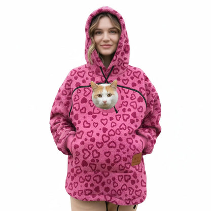 Women’s Fleece Pet Carrier Hoodie – Kangaroo Pouch Cat & Small Dog Jacket
