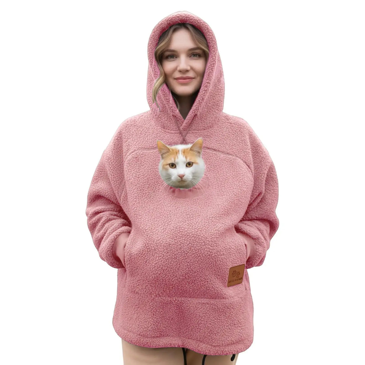 Women’s Fleece Pet Carrier Hoodie – Kangaroo Pouch Cat & Small Dog Jacket