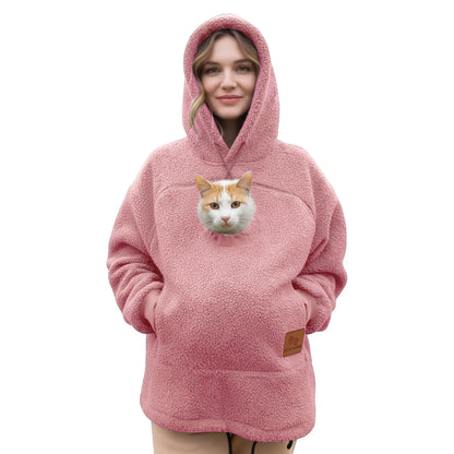 Women’s Fleece Pet Carrier Hoodie – Kangaroo Pouch Cat & Small Dog Jacket