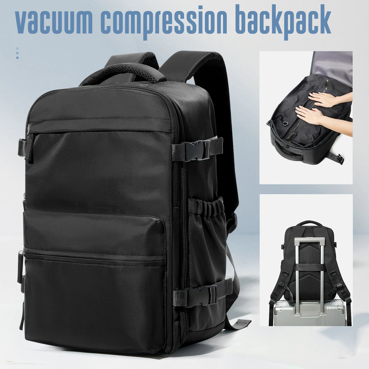 Vacuum Compression Travel Backpack with Air Pump – Expandable Carry-On Bag