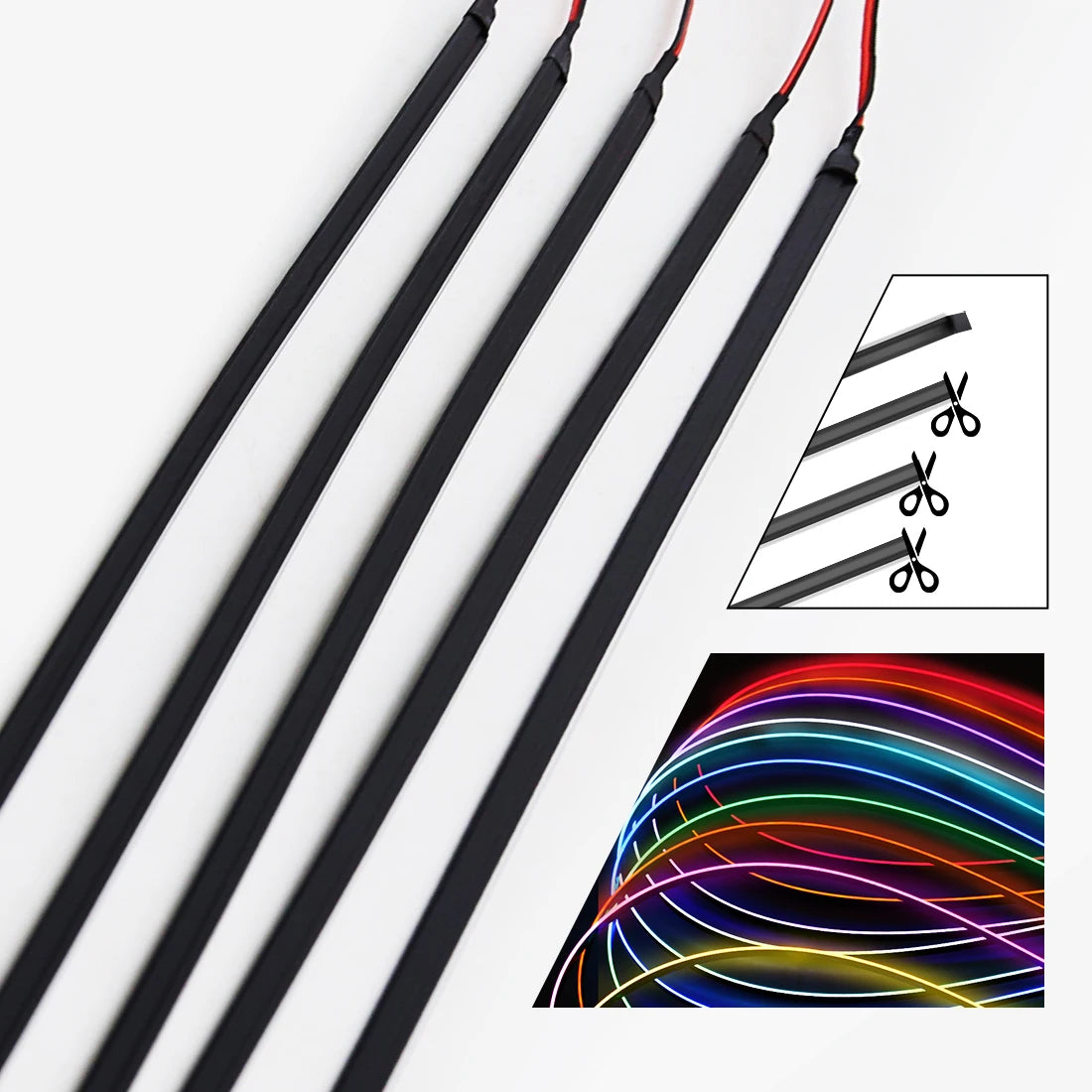 110cm Flexible Car Interior LED Ambient Light Strip – Cuttable EL Wire Trim