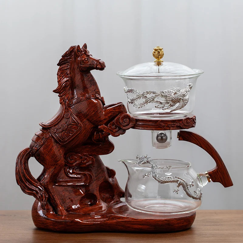 Automatic Magnetic Glass Teapot Set – Horse Design Kung Fu Tea Infuser