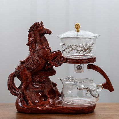 Automatic Magnetic Glass Teapot Set – Horse Design Kung Fu Tea Infuser