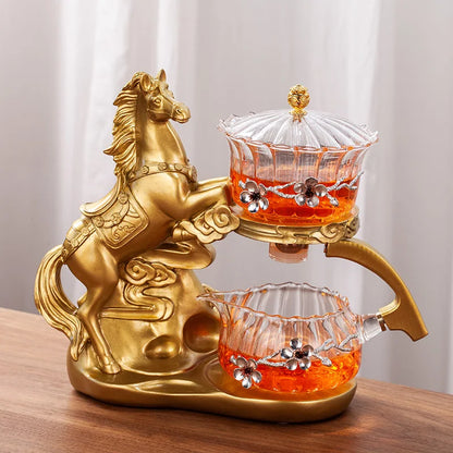 Automatic Magnetic Glass Teapot Set – Horse Design Kung Fu Tea Infuser