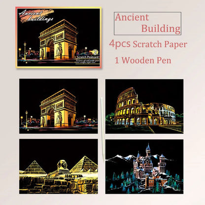 DIY Night Scene Scratch Art Painting Kit – World Landmarks