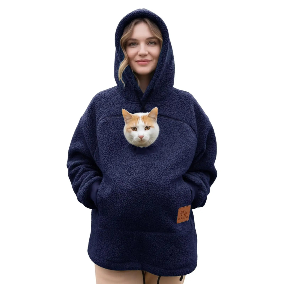 Women’s Fleece Pet Carrier Hoodie – Kangaroo Pouch Cat & Small Dog Jacket