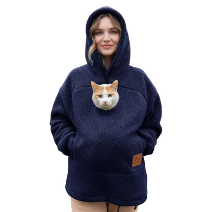 Women’s Fleece Pet Carrier Hoodie – Kangaroo Pouch Cat & Small Dog Jacket
