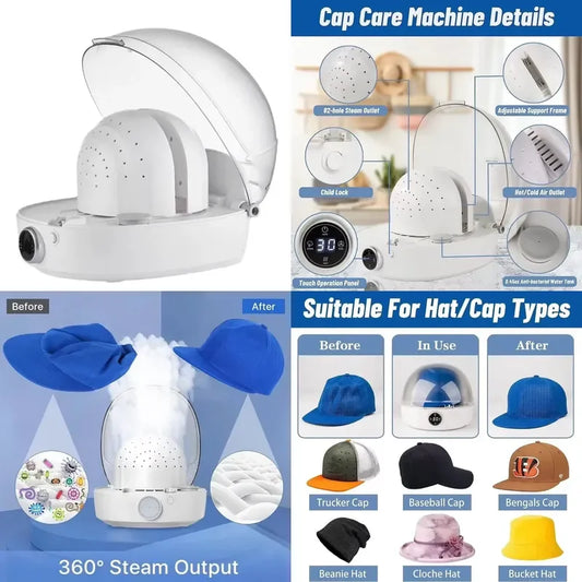 Multifunctional Hat & Wig Steamer – 360° Steam Care Machine