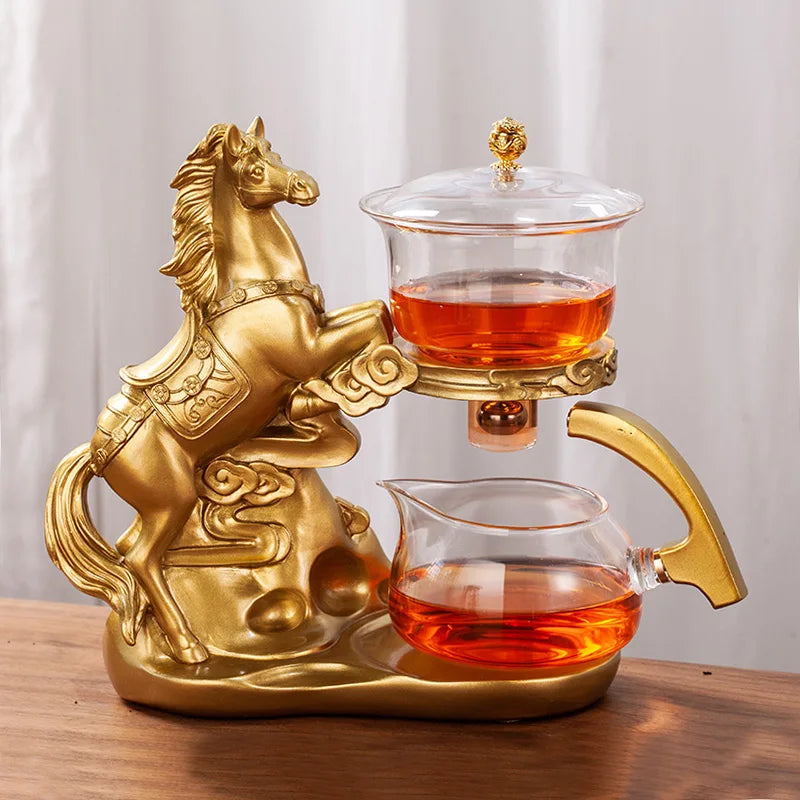 Automatic Magnetic Glass Teapot Set – Horse Design Kung Fu Tea Infuser
