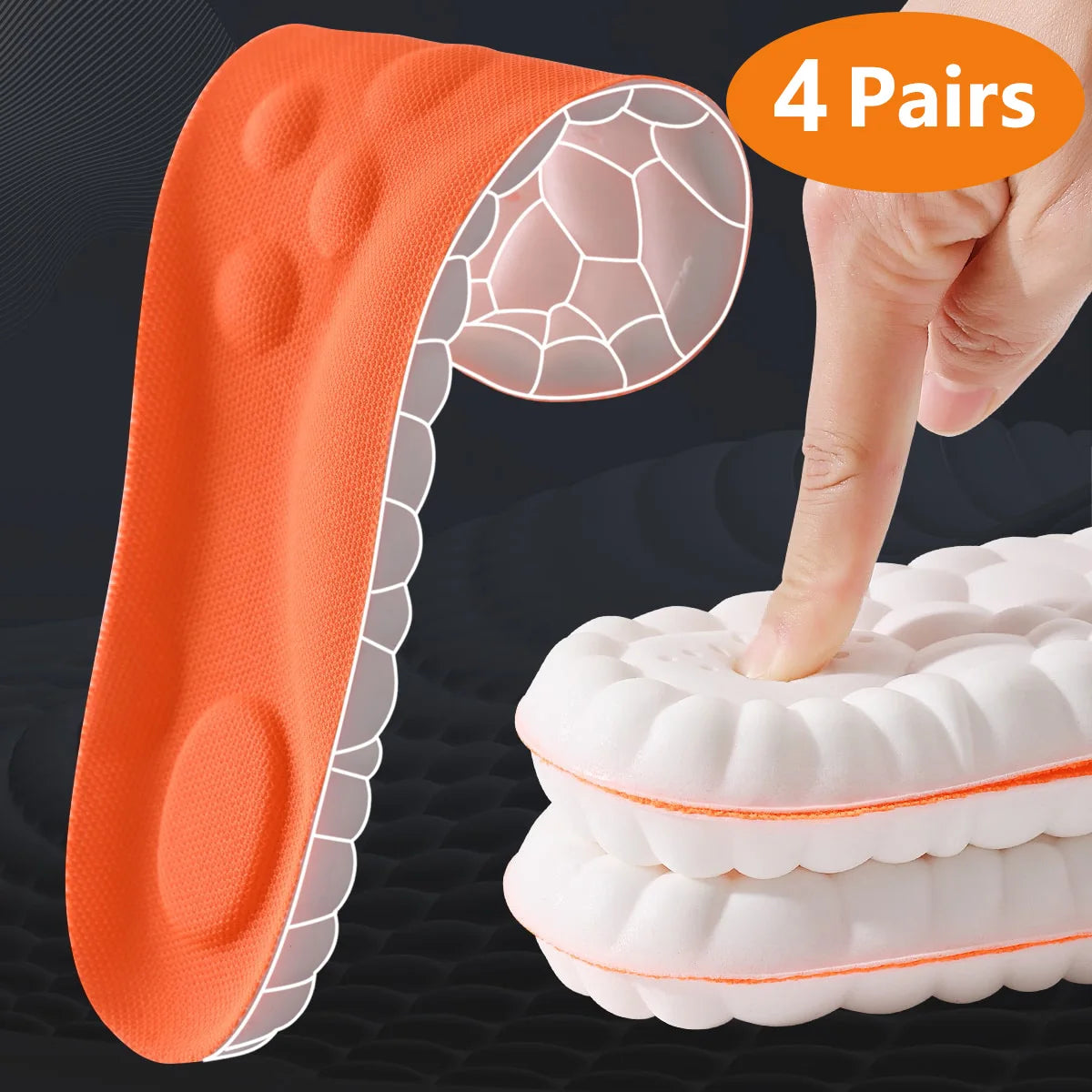 Latex Sport Insoles with Arch Support – Shock Absorbing Cushioned Shoe Inserts