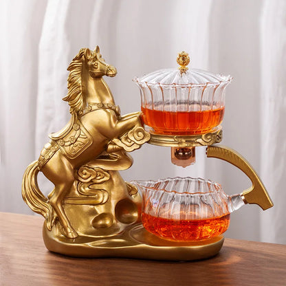 Automatic Magnetic Glass Teapot Set – Horse Design Kung Fu Tea Infuser