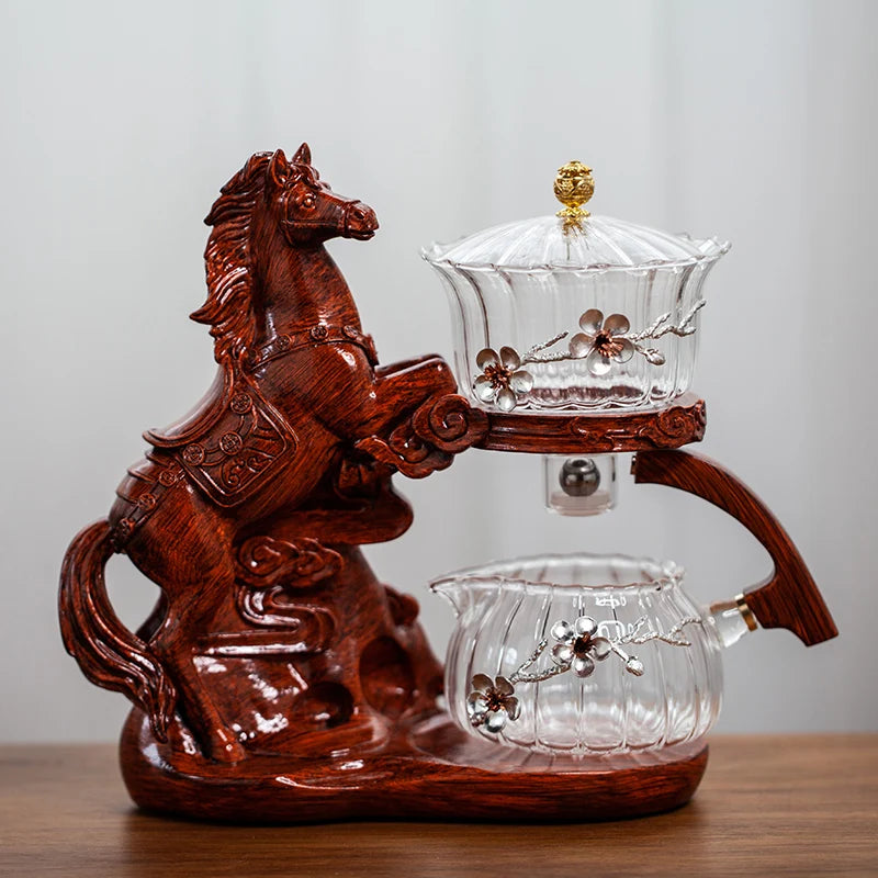 Automatic Magnetic Glass Teapot Set – Horse Design Kung Fu Tea Infuser