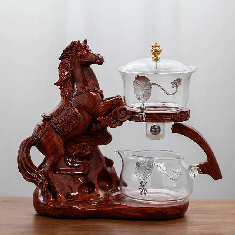 Automatic Magnetic Glass Teapot Set – Horse Design Kung Fu Tea Infuser