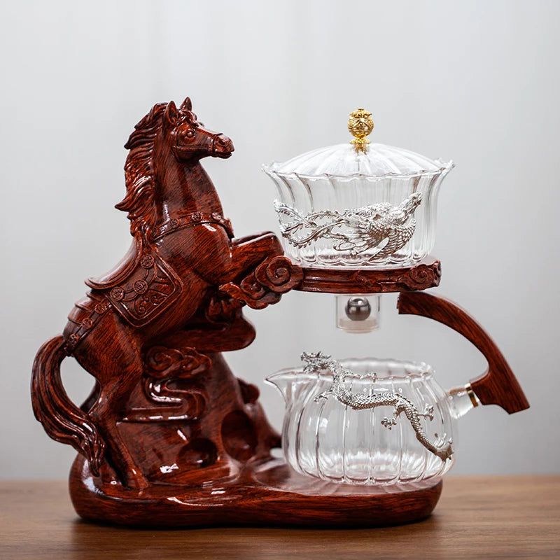 Automatic Magnetic Glass Teapot Set – Horse Design Kung Fu Tea Infuser