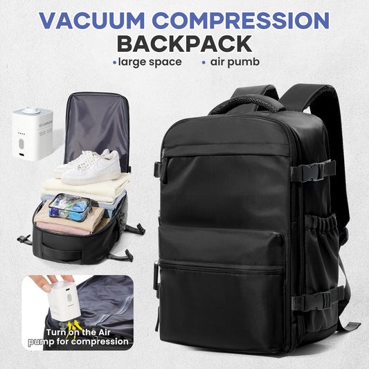 Vacuum Compression Travel Backpack with Air Pump – Expandable Carry-On Bag