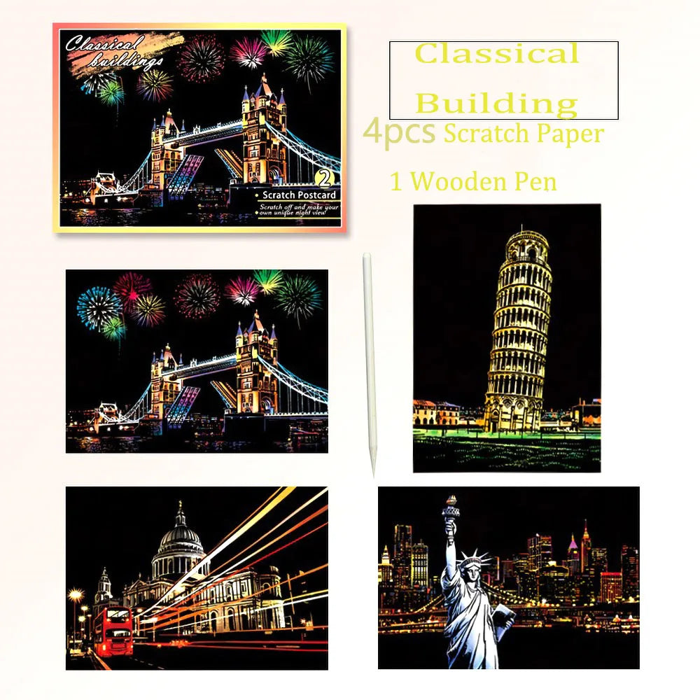 DIY Night Scene Scratch Art Painting Kit – World Landmarks