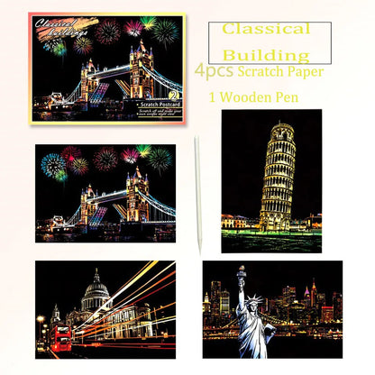 DIY Night Scene Scratch Art Painting Kit – World Landmarks