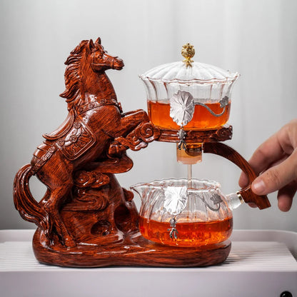 Automatic Magnetic Glass Teapot Set – Horse Design Kung Fu Tea Infuser