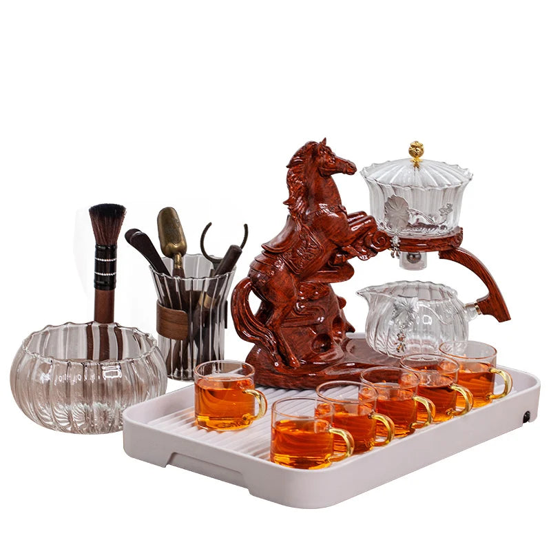 Automatic Magnetic Glass Teapot Set – Horse Design Kung Fu Tea Infuser