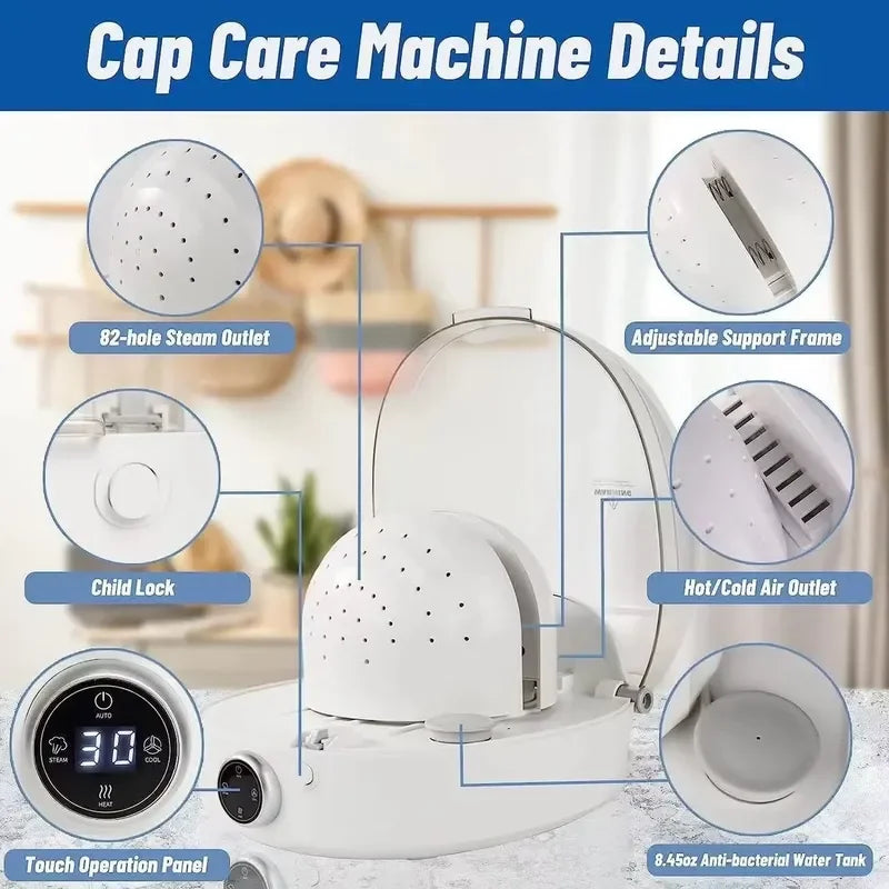 Multifunctional Hat & Wig Steamer – 360° Steam Care Machine