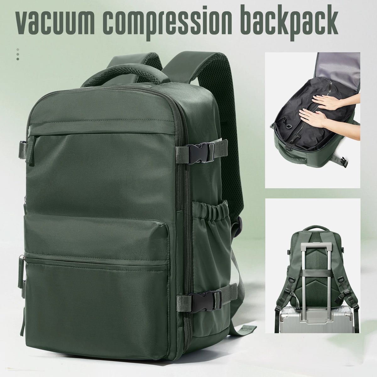 Vacuum Compression Travel Backpack with Air Pump – Expandable Carry-On Bag