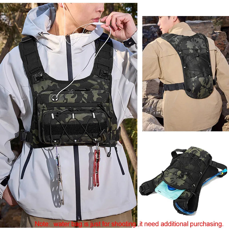 Tactical Chest Rig Backpack – Reflective Hydration Vest for Running, Cycling & Hiking