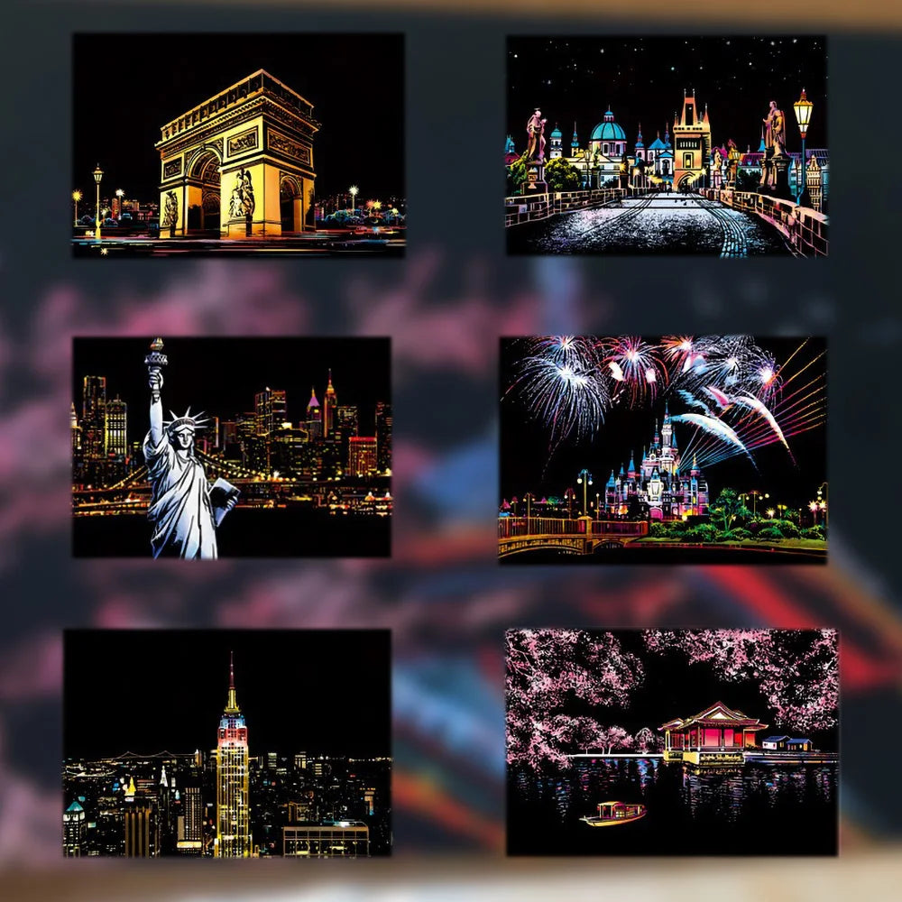 DIY Night Scene Scratch Art Painting Kit – World Landmarks