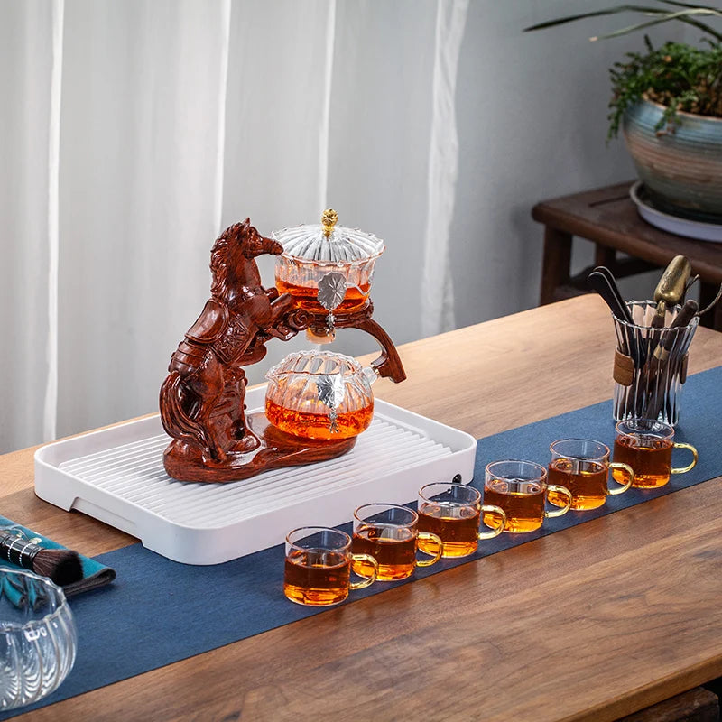 Automatic Magnetic Glass Teapot Set – Horse Design Kung Fu Tea Infuser
