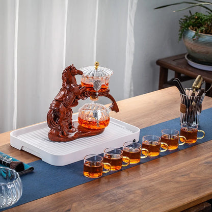 Automatic Magnetic Glass Teapot Set – Horse Design Kung Fu Tea Infuser