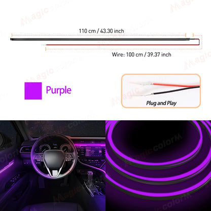 110cm Flexible Car Interior LED Ambient Light Strip – Cuttable EL Wire Trim
