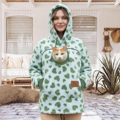Women’s Fleece Pet Carrier Hoodie – Kangaroo Pouch Cat & Small Dog Jacket