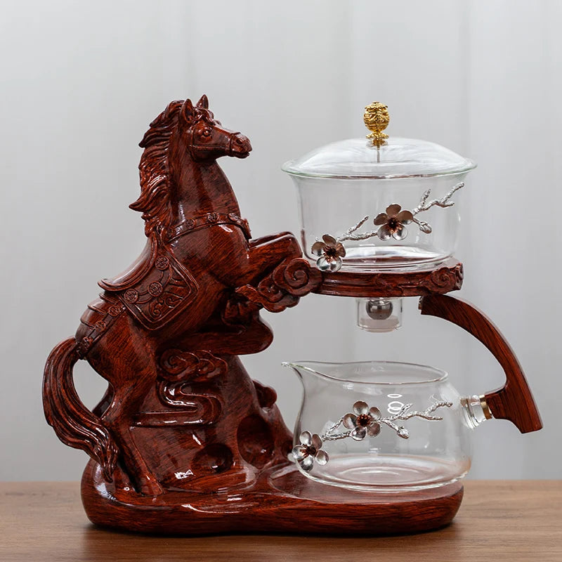 Automatic Magnetic Glass Teapot Set – Horse Design Kung Fu Tea Infuser