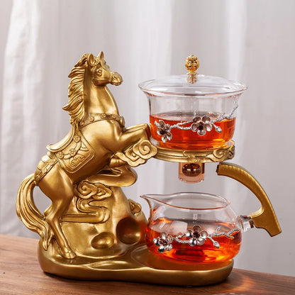 Automatic Magnetic Glass Teapot Set – Horse Design Kung Fu Tea Infuser