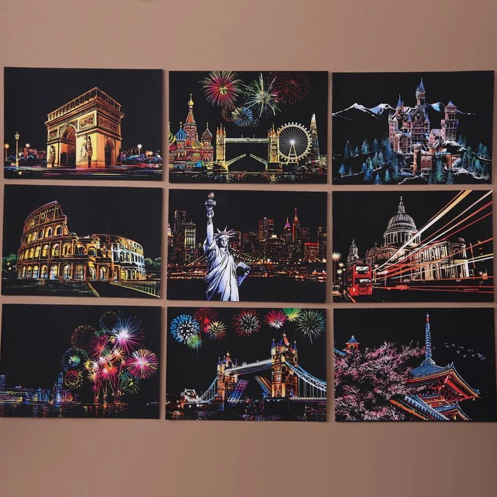 DIY Night Scene Scratch Art Painting Kit – World Landmarks