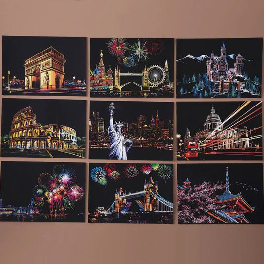 DIY Night Scene Scratch Art Painting Kit – World Landmarks