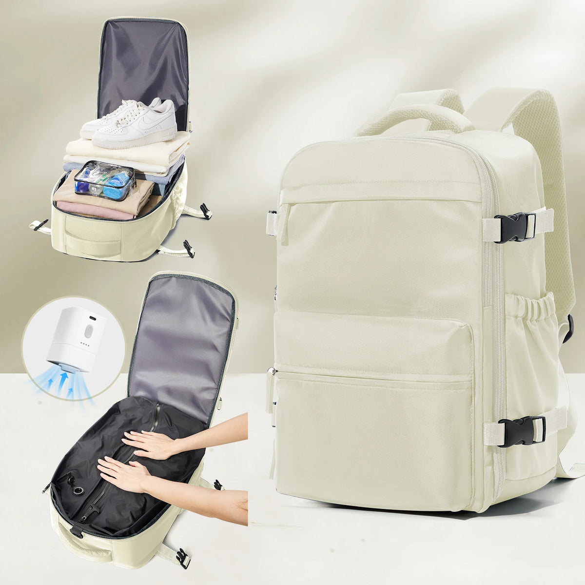 Vacuum Compression Travel Backpack with Air Pump – Expandable Carry-On Bag