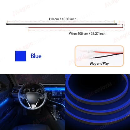 110cm Flexible Car Interior LED Ambient Light Strip – Cuttable EL Wire Trim