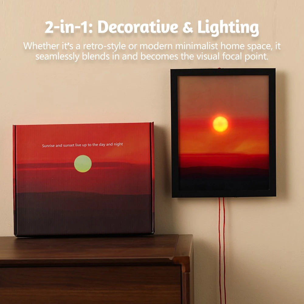 Kinetic Sunrise Sunset Wall Light – Adjustable Ambient Night Lamp for Bedroom & Living Room