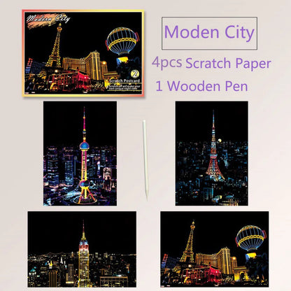 DIY Night Scene Scratch Art Painting Kit – World Landmarks