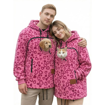 Women’s Fleece Pet Carrier Hoodie – Kangaroo Pouch Cat & Small Dog Jacket