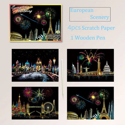 DIY Night Scene Scratch Art Painting Kit – World Landmarks