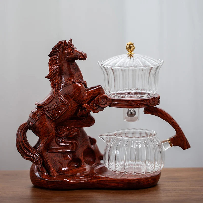 Automatic Magnetic Glass Teapot Set – Horse Design Kung Fu Tea Infuser