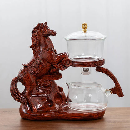 Automatic Magnetic Glass Teapot Set – Horse Design Kung Fu Tea Infuser