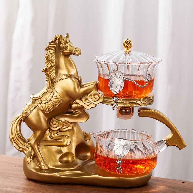 Automatic Magnetic Glass Teapot Set – Horse Design Kung Fu Tea Infuser